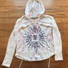 American Rag Cie Womens XS White Aztec Drawstrings Knit Top Long Sleeve Hoodie