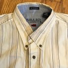 Bugle Boy Classics Mens XL Beige White Striped No Wrinkle Button Front Shirt