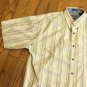 Bugle Boy Classics Mens XL Beige White Striped No Wrinkle Button Front Shirt
