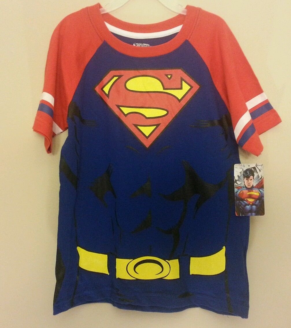 NWT Boys Size 7 Superman Six Pack Abs and Belt style Shirt