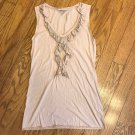 CAbi Womens M Decorative Ruffle V Neckline Peach Tank Top  Style 314 RN 54077