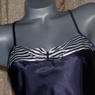 Nautical Navy Nightgown Satin & Stripes Chemise M