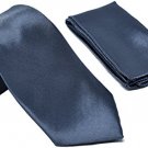 Kingsquare Solid Color Men's Tie, Pocket Square, and Cufflinks matching set (Dark Gray)