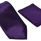 Kingsquare Solid Color Men's Tie, Pocket Square, and Cufflinks matching set (Purple)