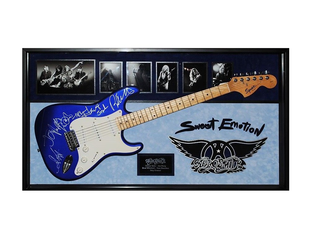 Aerosmith Signed Guitar Sweet Emotion Custom Framed