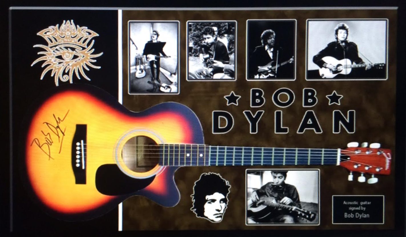 Bob Dylan - Signed  Acoustic Guitar Custom Framed