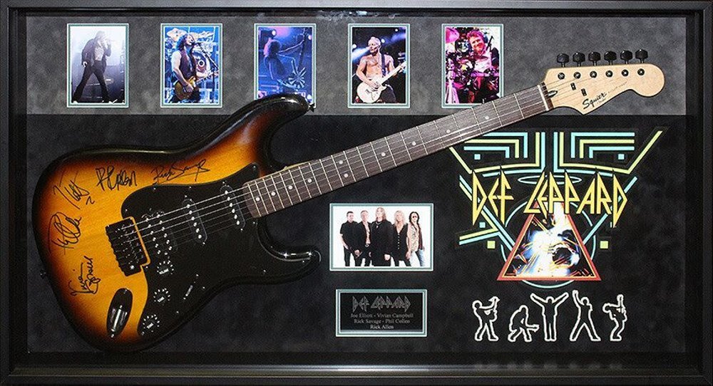 Def Leppard Signed Guitar Custom Framed
