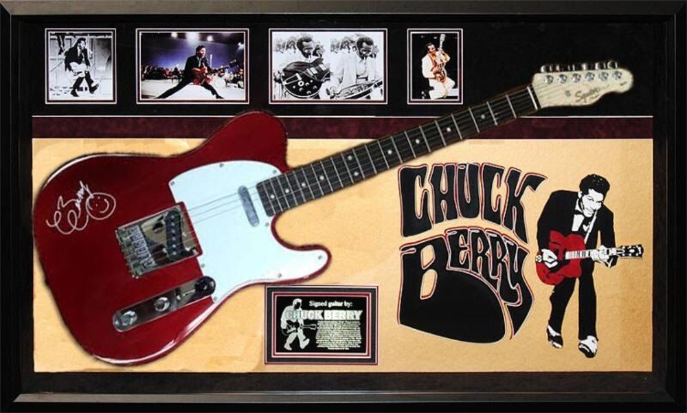 Chuck Berry Signed Guitar Custom Framed