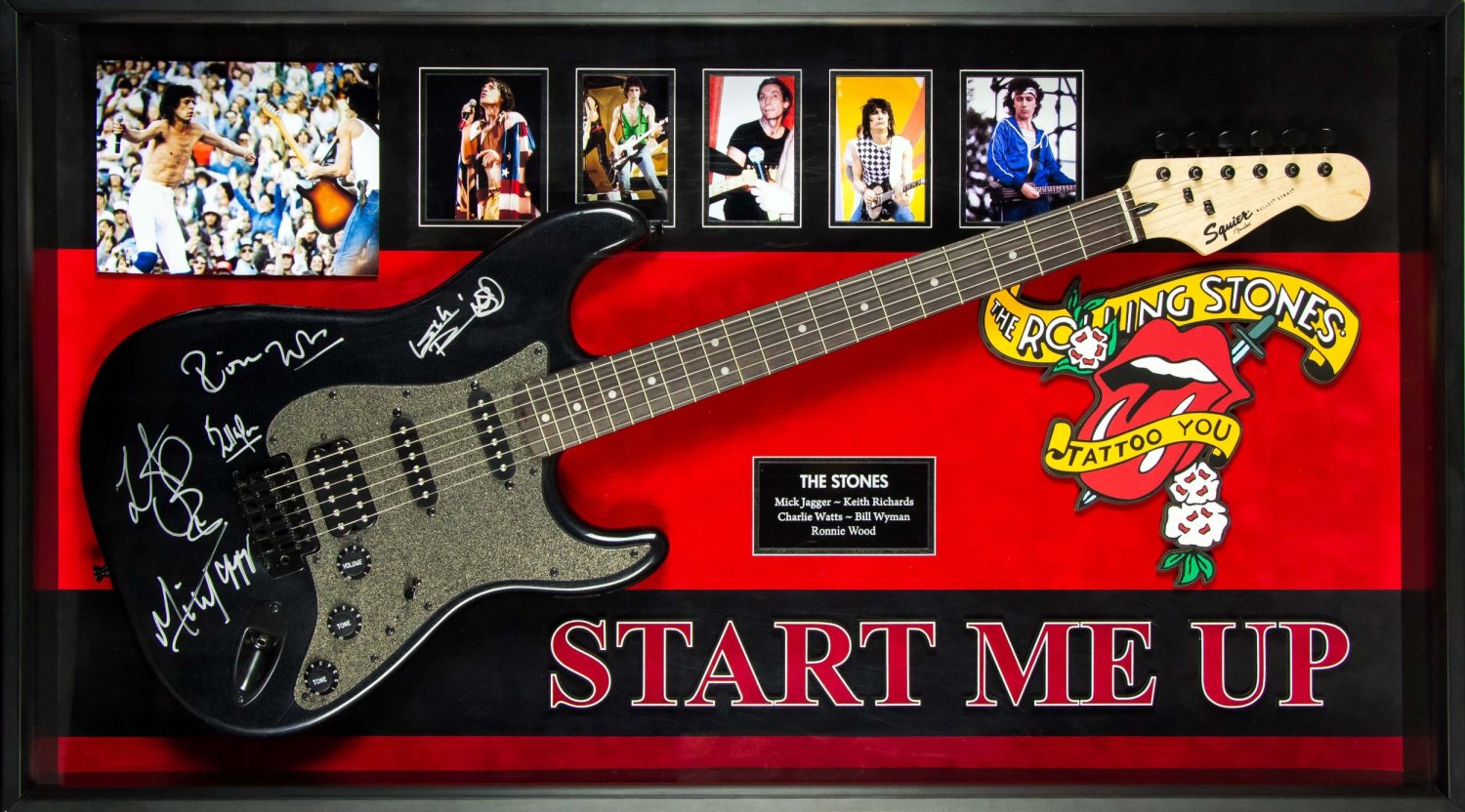 Rolling Stones Signed Guitar Start Me Up Custom Framed