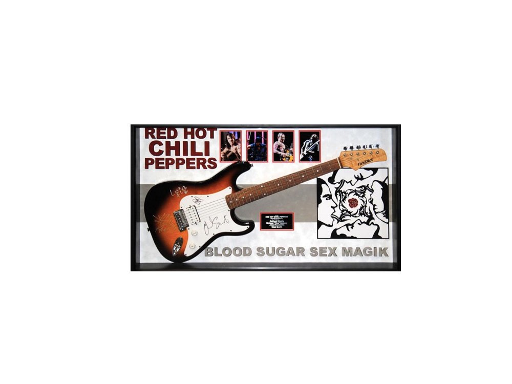 Red Hot Chili Peppers Signed Guitar Blood Sugar Sex Magik Custom Framed