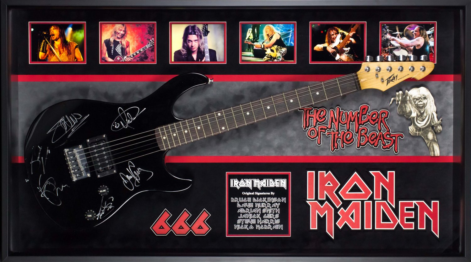 Iron Maiden Signed Guitar The Number of the Beast Custom Framed