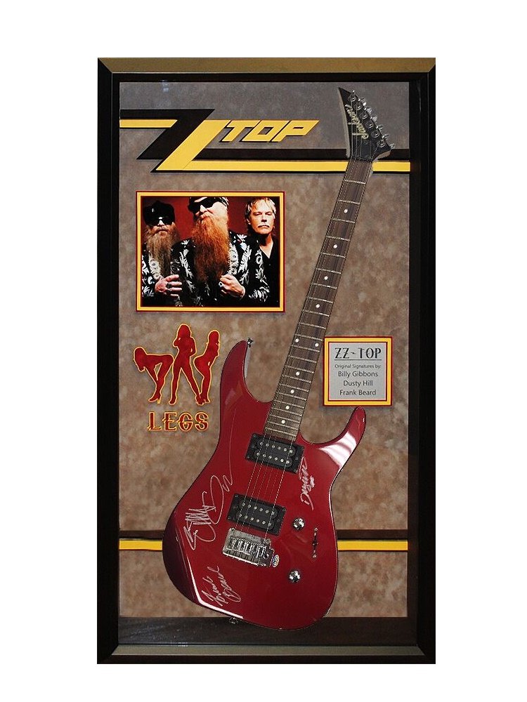 ZZ Top Signed Guitar Legs Custom Framed