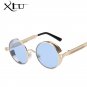 Gothic Steampunk Mens Sunglasses Coating Mirrored Sunglasses Round Circle Sun glasses Retro Vintage 
