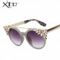 XIU Elegant Fashion Crystal Stone Women Sunglasses Brand Designer Sunglass Woman Sexy Cateye Eyewear