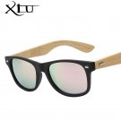XIU  Rivet Halfy Wooden Sunglasses Men Polarized Women Brand Designer Sunglasses Pink Mirror Lens Oc