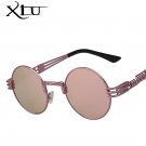 XIU 2017 New Sea Color Steampunk Sunglasses Men Round Metal Mens Sunglass Brand Designer Retro Glass
