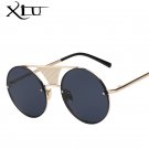 XIU Rimless Punk Sunglasses Mens Round Metal Glasses Retro Brand Designer Men Sunglasses Coating Mir
