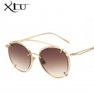 XIU Round Sunglasses Women Metal Brand Designer Sunglasses Men Pink Mirror Lens Retro Vintage Sun gl