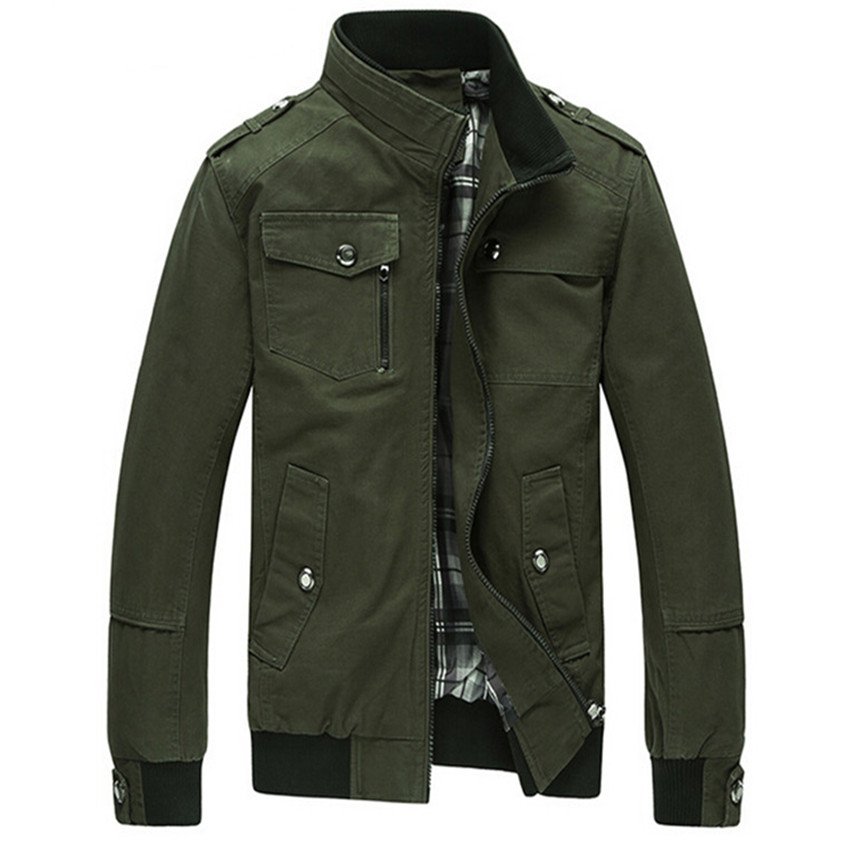 Stand Collar Jacket Spring/Fall New Korean Version Khaki Coat Hot selling  Men's Jacket