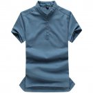 green denim shirt Linen Shirt 2017 New Summer Large Size Short  Sleeve Shirt