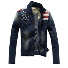 Flag Jean Jacket 2015 Autumn And Spring Fight skin Slim Denim Coat Men Splice Leisure Flag Jean Jack