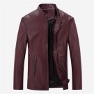 Men Zipper Leather Jacket Black  2017 New Korean Version Stand Collar Thin Male PU Leather Coat Soli