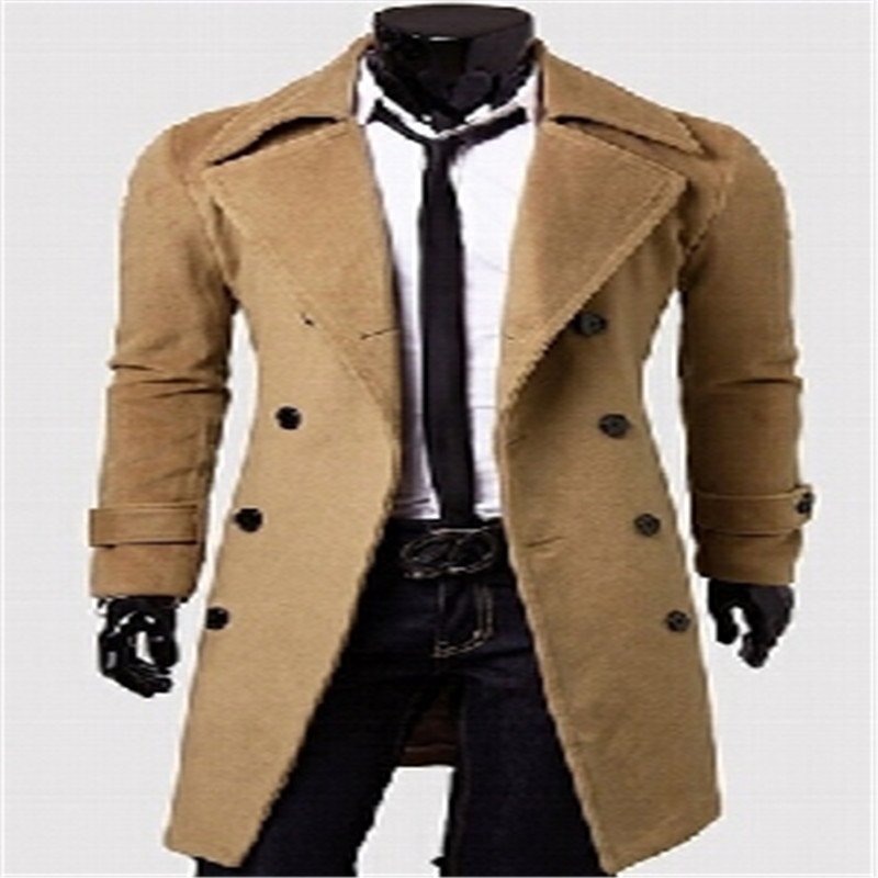 Double Breasted Coat 2015 Selling Fall Winter fashion Lapel Men Long trench Jacket Slim Double Breas