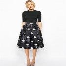 Skull Digital Printing Skirt 2017 New Hot Selling Slimmer High Waist Pleated Skirt Personality Skirt