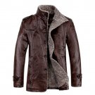 Black Brown Leather Jacket Men 2015 New Fashion Leisure Faux Leather Jacket Turn-down Collar  Brown 