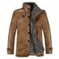 Black Brown Leather Jacket Men 2015 New Fashion Leisure Faux Leather Jacket Turn-down Collar  Brown 
