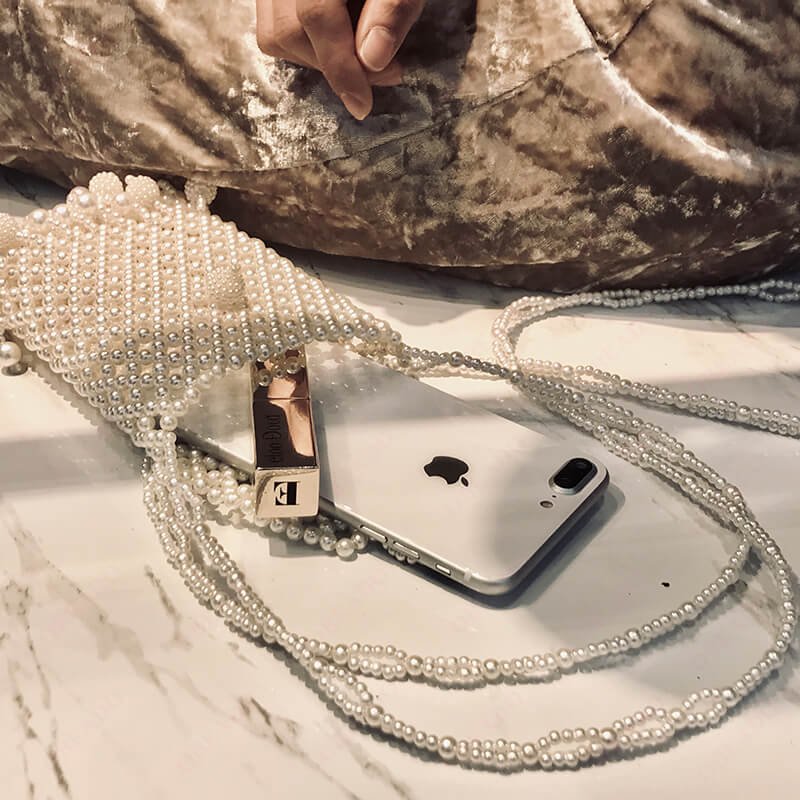 Bead Hand-Woven Pearl Bags | Beaded Totes Bag | Women Party Vintage Handbag | Beading Shoulder Bags