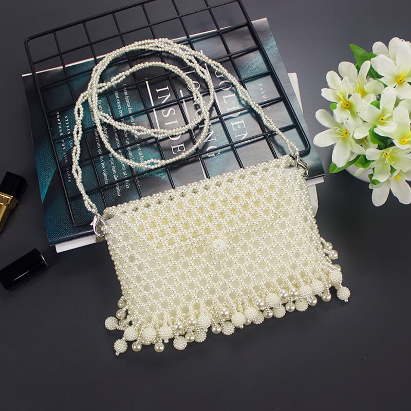Handmade Beaded Handbag | Pearl Bags Retro | Evening Clutch Purses Totes | Beaded Shoulder Bag