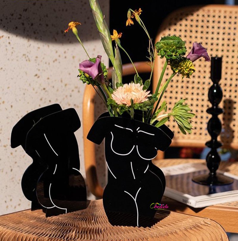 Body Shape Vase | Black Flower Vase | Art and Craft Supplies | Unusual Ornaments for The Home