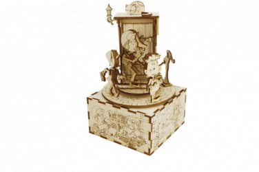 Geppetto & his coat - PINOCCHIO 3D Mechanical Wooden Model and Chiming Box
