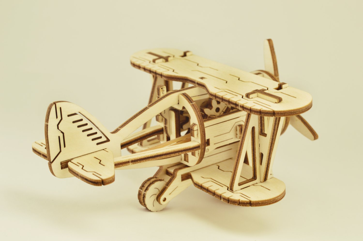 Bi-Plane WOODEN CITY 3D Mechanical wooden model