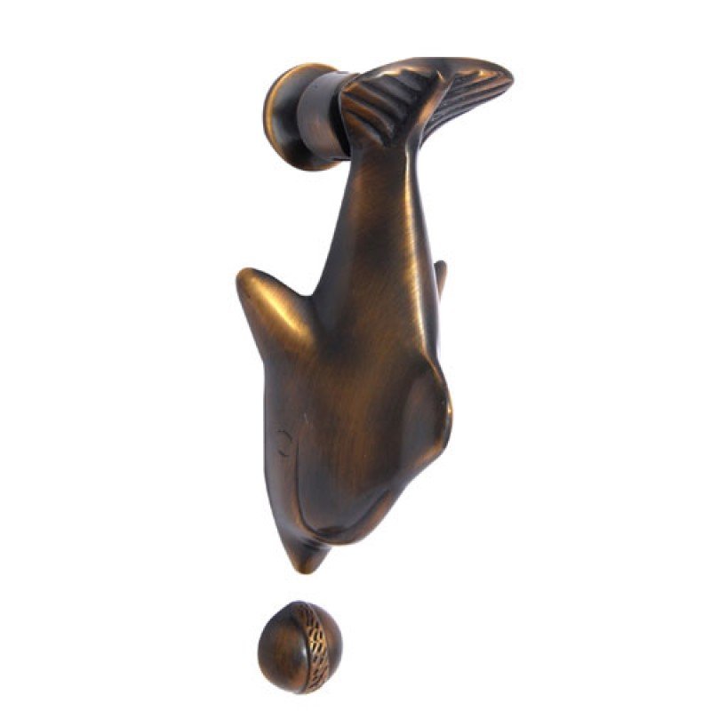 ""Fish"" Antique Brass Door Knocker - Antique Brass