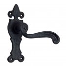 ""Abiud"" Black Iron Door Handle with Plate - Black Powdercoated