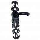 ""Akim"" Black Iron Door Handle with Plate - Black Powdercoated