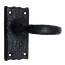 ""Jehoiachin"" Black Iron Door Handle with Plate - Black Powdercoated