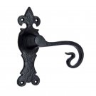 ""Shealtiel"" Black Iron Door Handle with Plate - Black Powdercoated