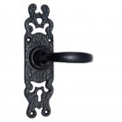 ""Zerubbabel"" Black Iron Door Handle with Plate - Black Powdercoated