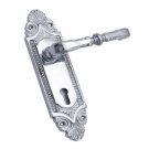 ""Boaz"" Brass Door Handle with Plate - Polished Chrome