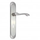 ""Obed"" Brass Door Handle with Plate -  Satin Nickel
