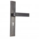 ""Peleg"" Brass Door Handle with Plate - Black Nickel