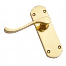 ""Saph"" Brass Door Handle with Plate - Polish Lacquered