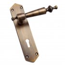""Segub"" Brass Door Handle with Plate -  Antique Brass