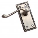 ""Semei"" Brass Door Handle with Plate - Antique Brushed Nickel
