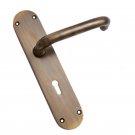 ""Shaalbim"" Brass Door Handle with Plate - Antique Brass