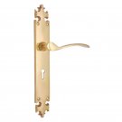 ""Shebuel"" Brass Door Handle with Plate - Polish Lacquered