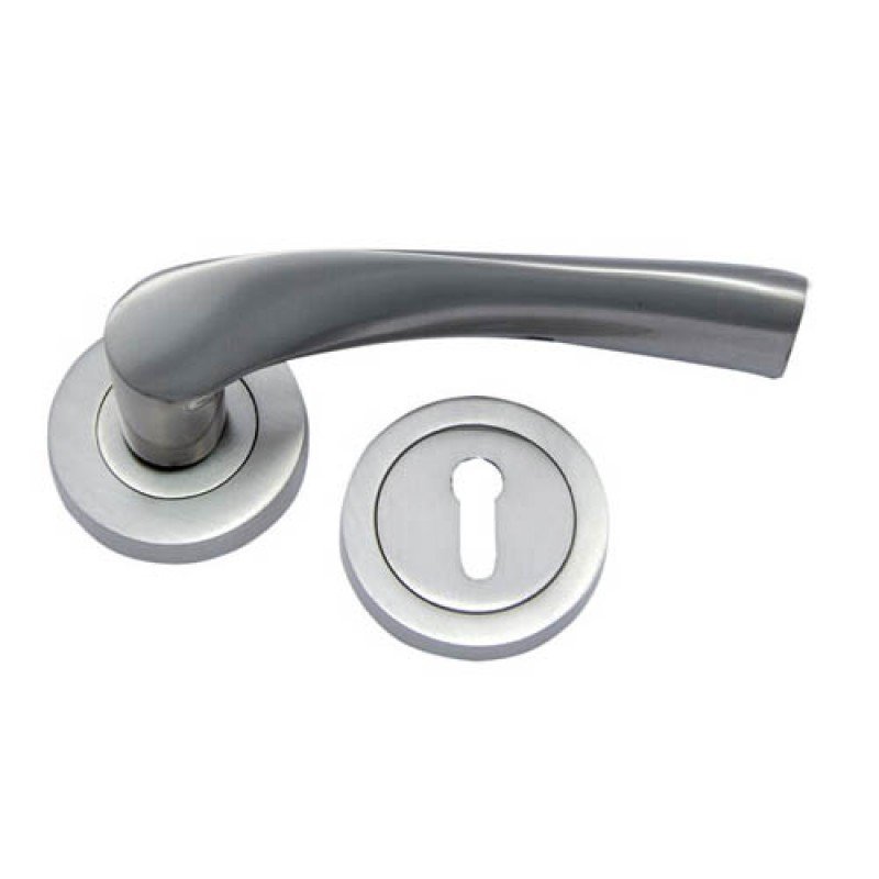 ""Chronicles"" Brass Handle with Rose - Satin Nickel